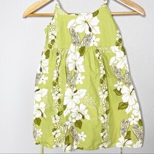 Hawaiian dress 100% Cotton HINALEA brand green floral girls 6